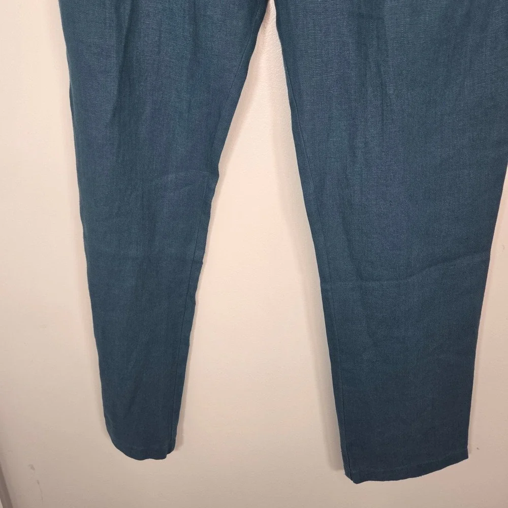 Alex Crane Cham Linen Pants 26 NWT Dusk Blue French Linen Button Fly $178